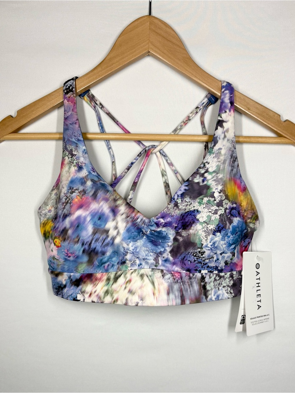 NWT Athleta Solace Floral, Strappy, & Padded Sports Bra. Small